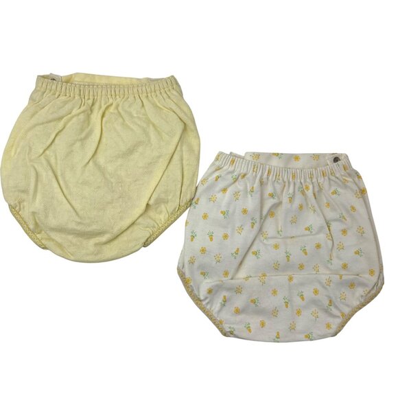 Carters Vintage Reusable Baby Diaper Covers Yellow Floral Lined Snaps - Picture 2 of 5